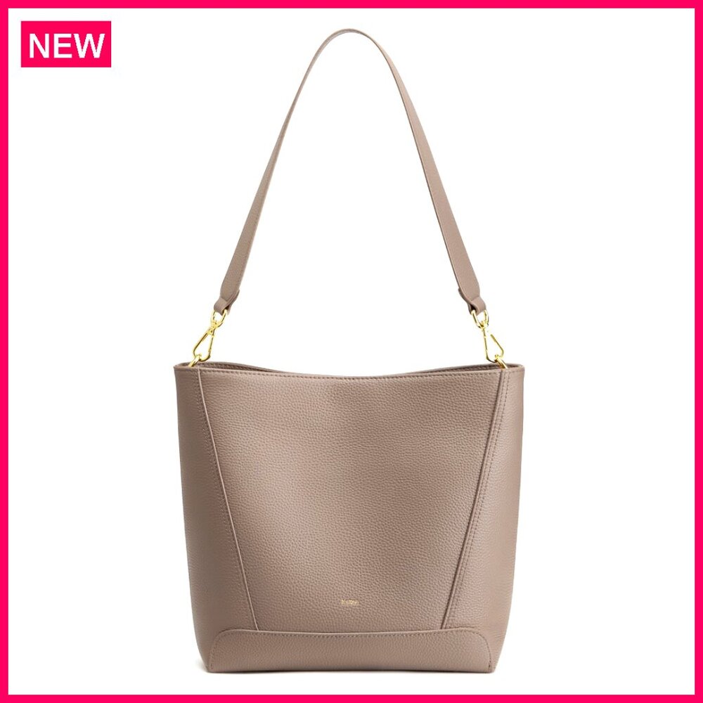 Top Grain Leather Bucket Bag, Crossbody Tote With 2 Detachable Straps